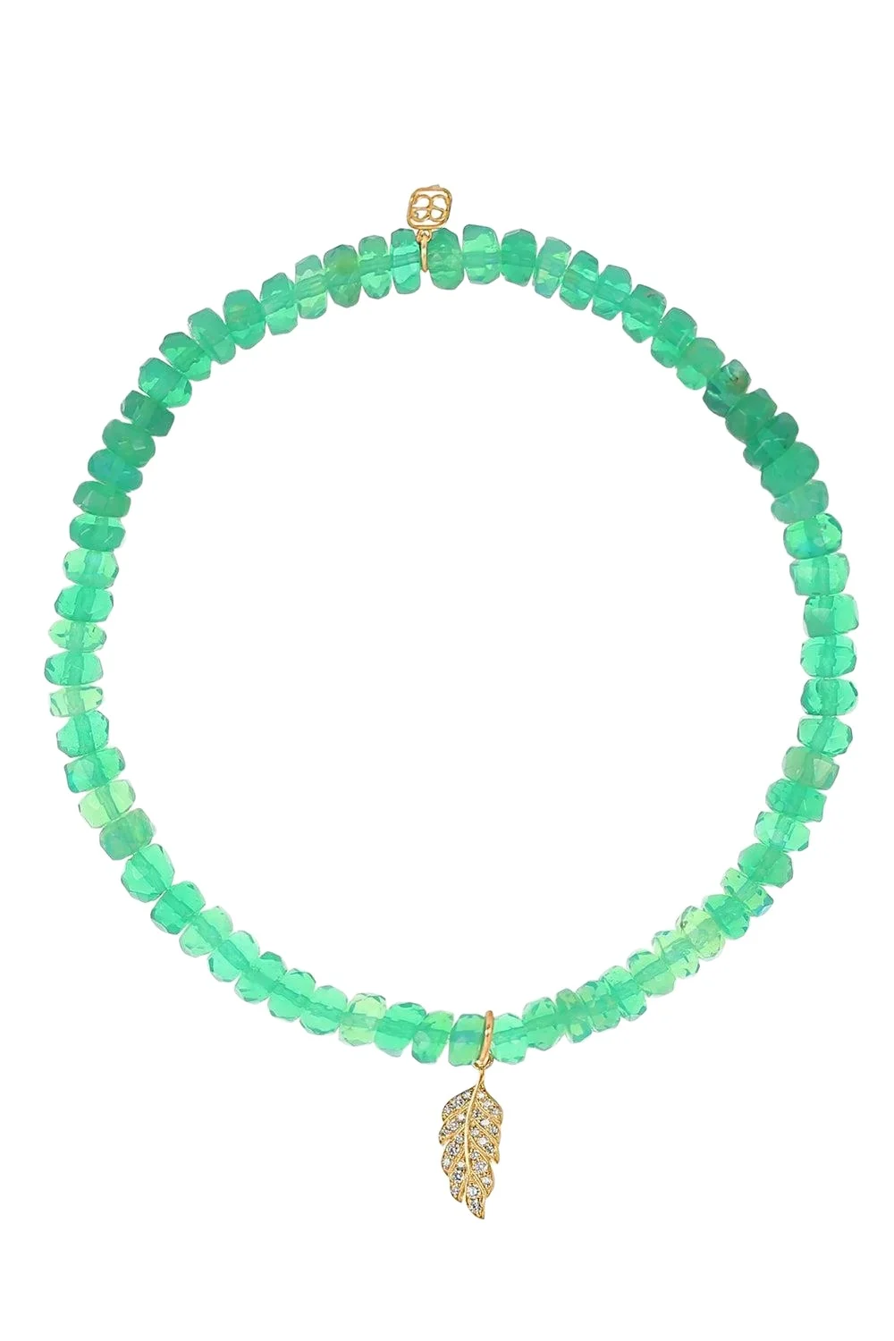 Sydney Evan Mint Opal Tiny Feather Charm Bracelet