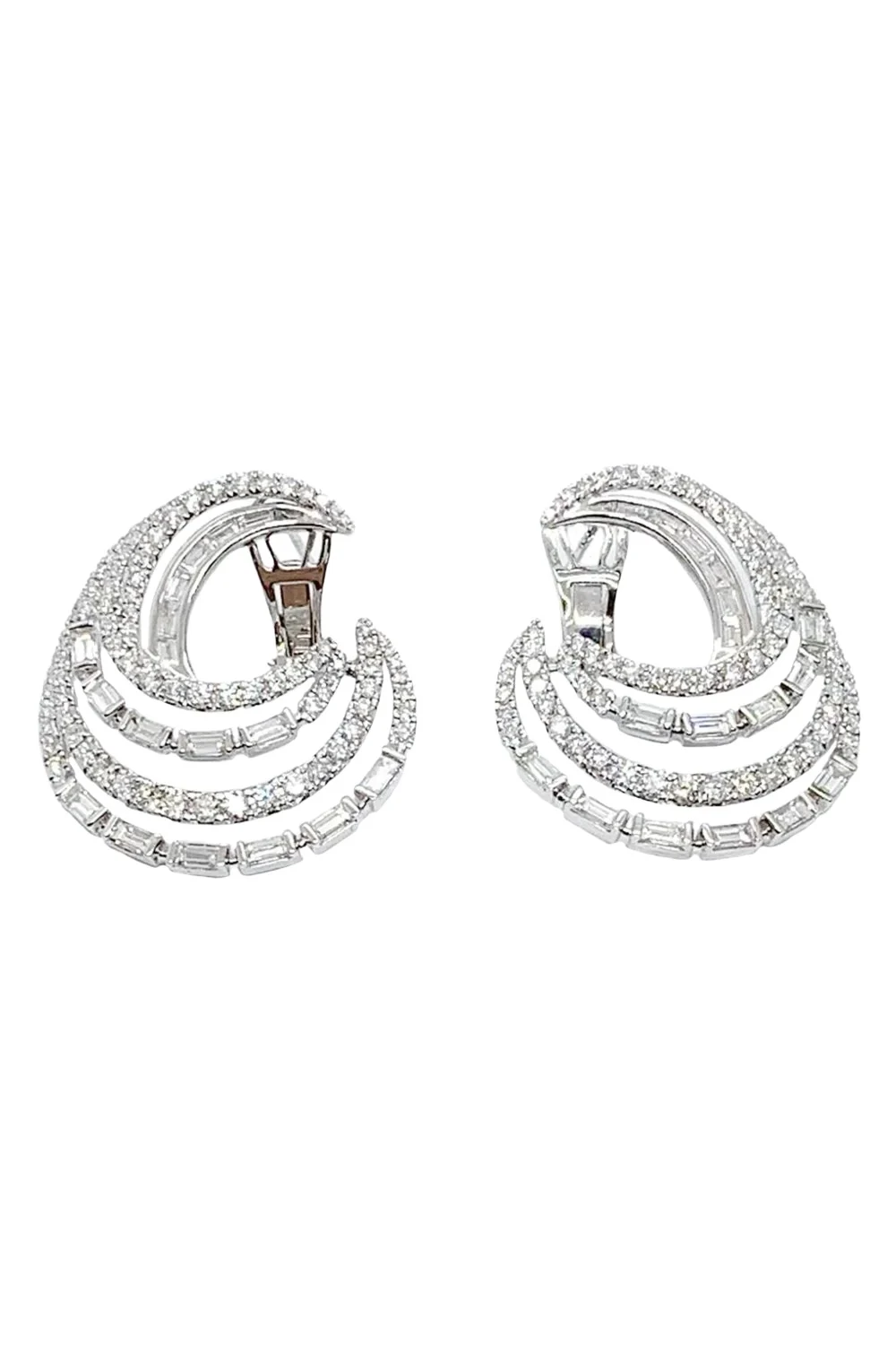 Mixed Diamond Swirl Earrings Mixed Diamond Swirl Earrings