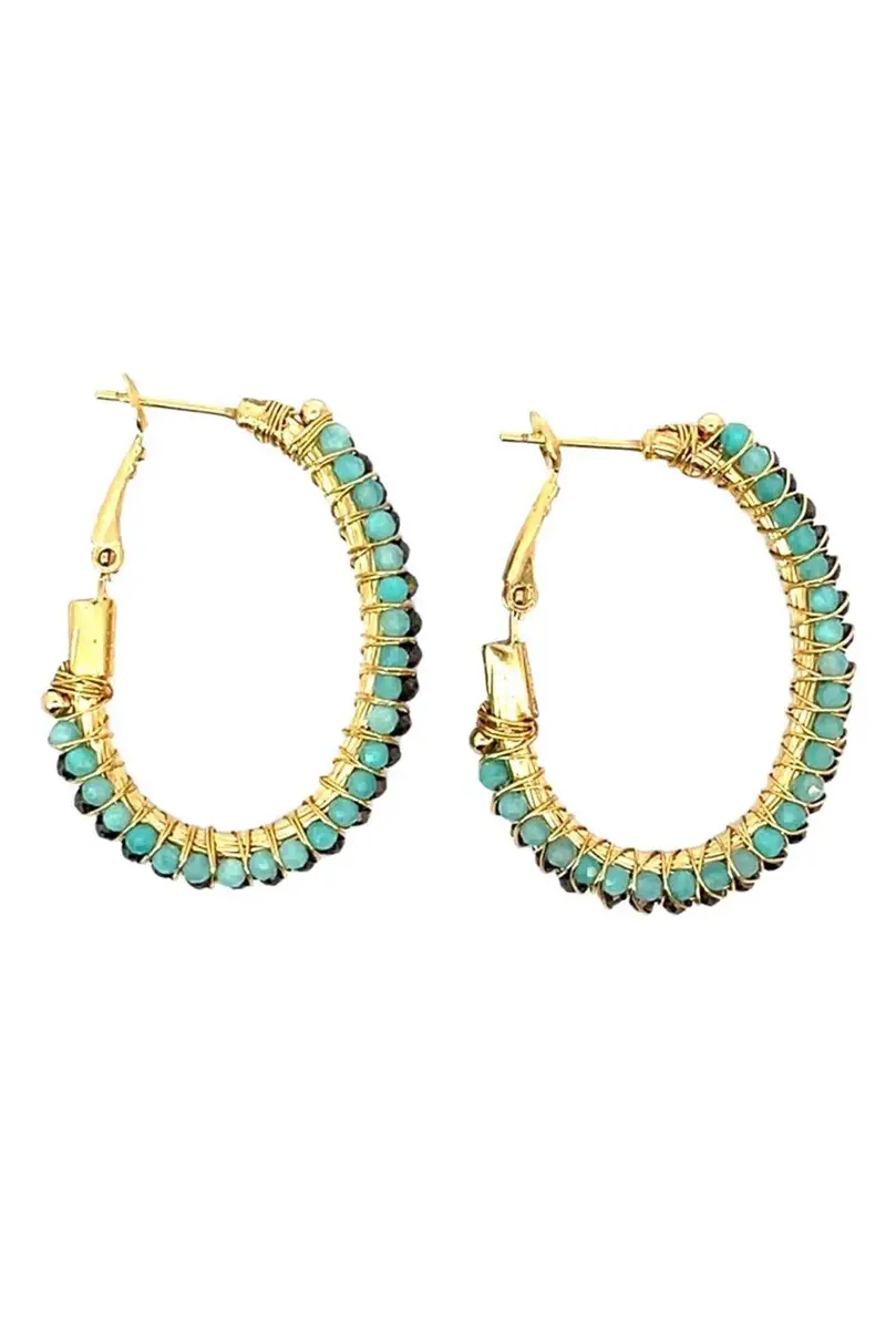 Gas Bijoux Mixed Green Beaded Lyre Earrings | Thumbnail 5 Gas Bijoux Mixed Green Beaded Lyre Earrings | Thumbnail 5