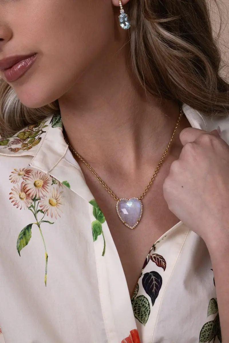 IRENE NEUWIRTH JEWELRY Moonstone Diamond Heart Necklace | Thumbnail 4 IRENE NEUWIRTH JEWELRY Moonstone Diamond Heart Necklace | Thumbnail 4