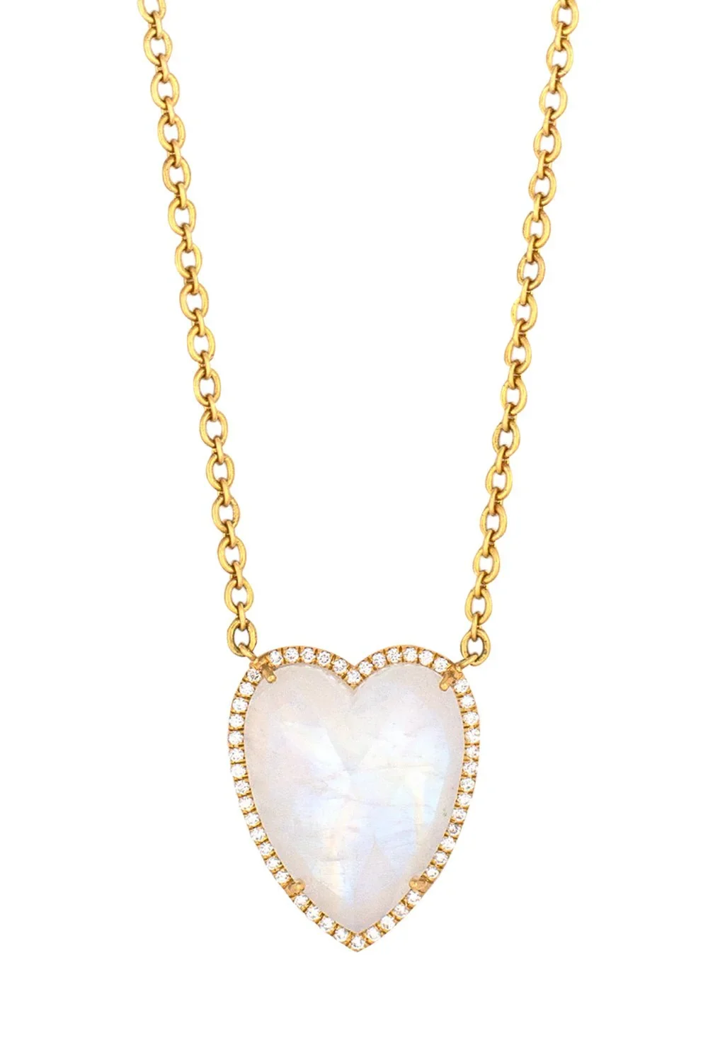 Moonstone Diamond Heart Necklace Moonstone Diamond Heart Necklace