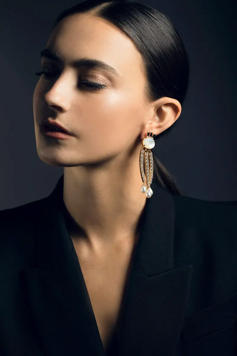 BOUNKIT JEWELRY Mother of Pearl and CZ Tassel Earrings | Thumbnail 3 BOUNKIT JEWELRY Mother of Pearl and CZ Tassel Earrings | Thumbnail 3