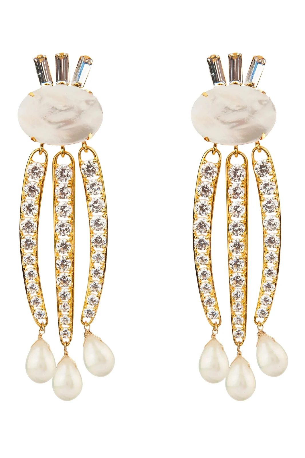 Mother of Pearl and CZ Tassel Earrings Mother of Pearl and CZ Tassel Earrings