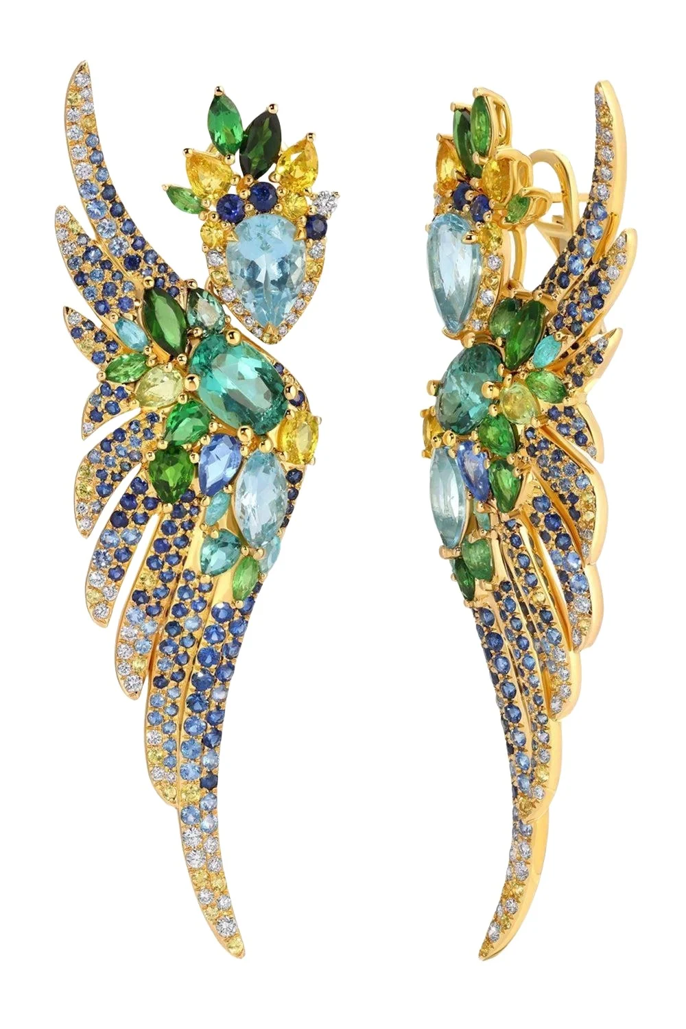 GRAZIELA Multi Gemstone Pássaro Earrings