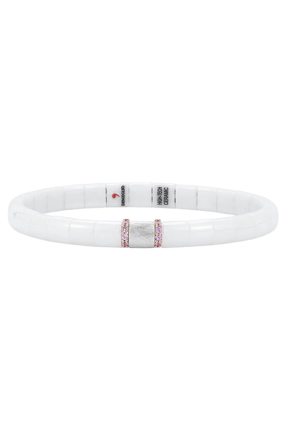 One Pink Sapphire Matte White Stretch Bracelet One Pink Sapphire Matte White Stretch Bracelet