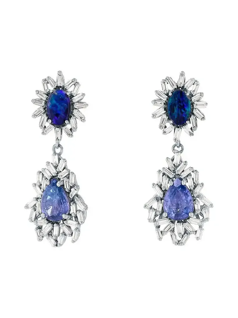 Opal Blue Sapphire Drop Earrings