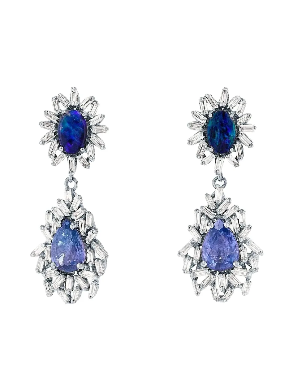 Opal Blue Sapphire Drop Earrings Opal Blue Sapphire Drop Earrings