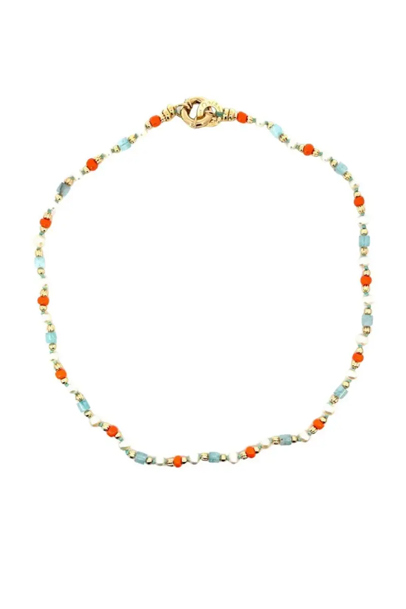 Gas Bijoux Orange Blue Pearl Beaded Alex Necklace | Image 1 Gas Bijoux Orange Blue Pearl Beaded Alex Necklace | Image 1