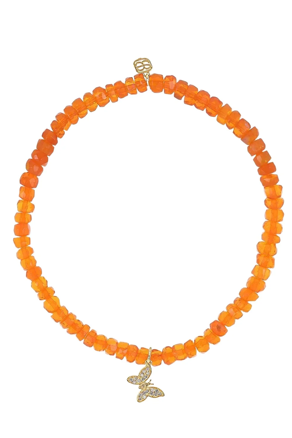 Sydney Evan Orange Opal Tiny Butterfly Charm Bracelet