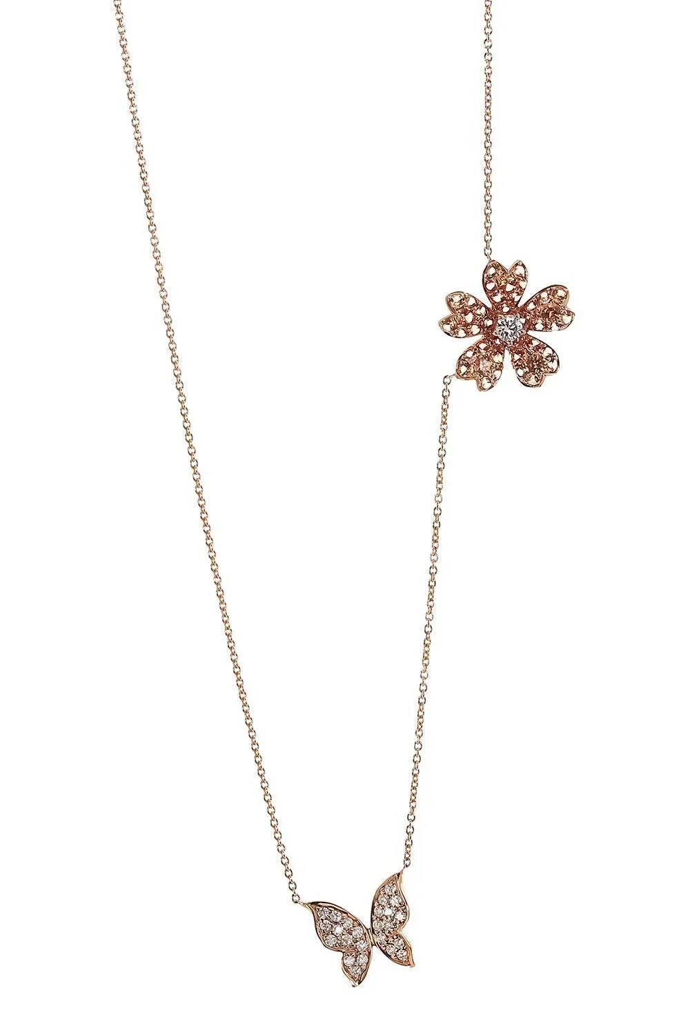 Orange Sapphire Flower Butterfly Necklace Orange Sapphire Flower Butterfly Necklace