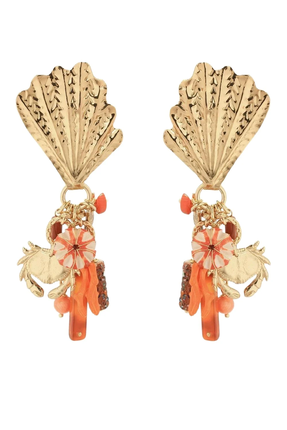 Gas Bijoux Orange Shellita Beach Charm Earrings