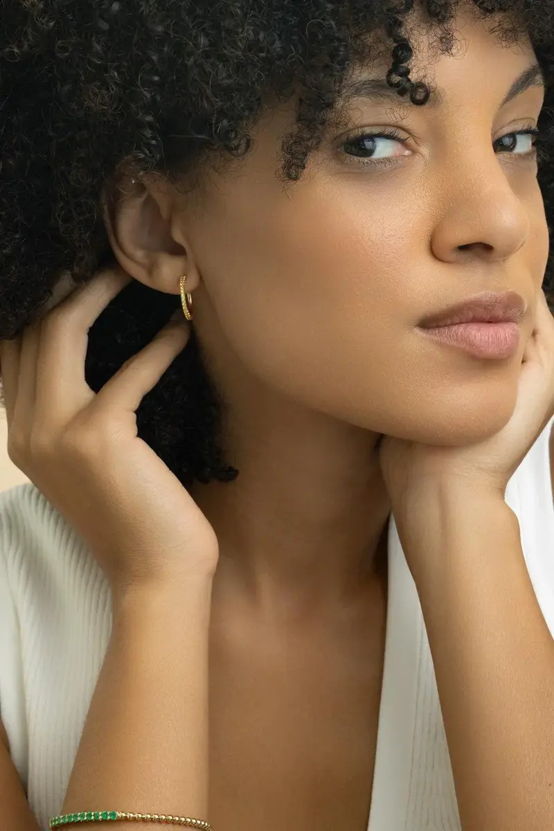 LISA NIK Orange Yellow Ombre Sapphire Hoop Earrings | Thumbnail 2