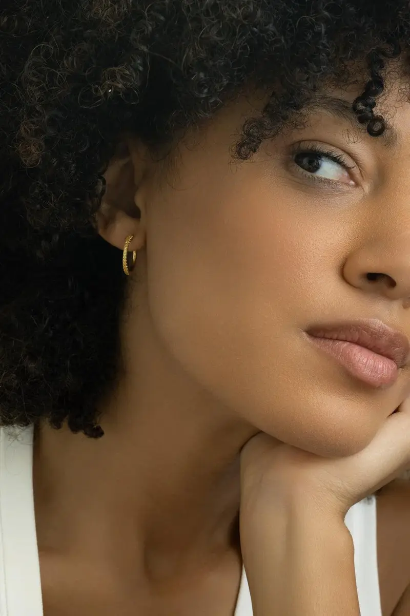 LISA NIK Orange Yellow Ombre Sapphire Hoop Earrings | Thumbnail 3