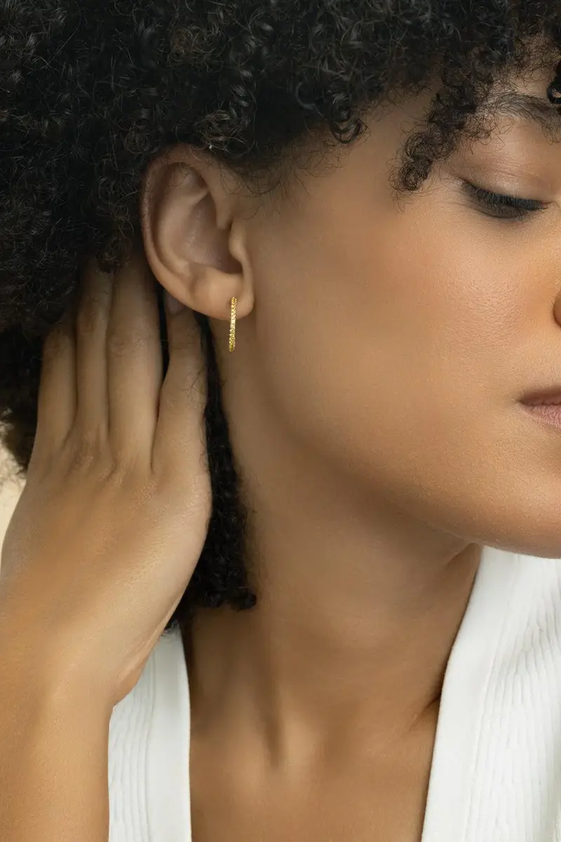 LISA NIK Orange Yellow Ombre Sapphire Hoop Earrings | Thumbnail 4