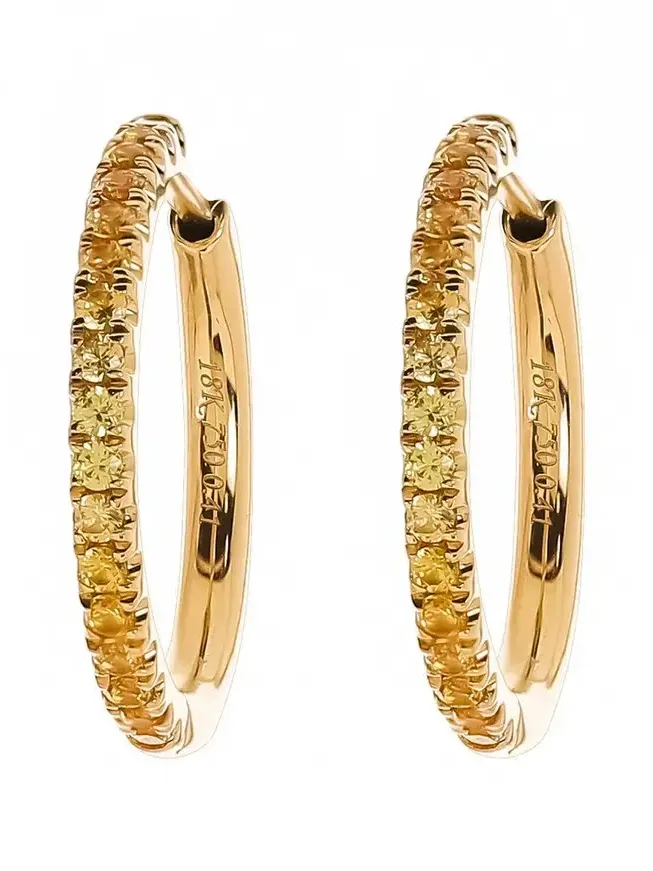 Orange Yellow Ombre Sapphire Hoop Earrings Orange Yellow Ombre Sapphire Hoop Earrings