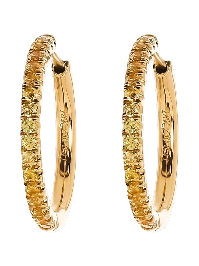 Orange Yellow Ombre Sapphire Hoop Earrings