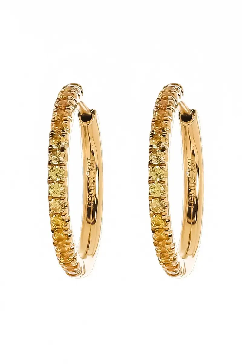 LISA NIK Orange Yellow Ombre Sapphire Hoop Earrings | Image 1 LISA NIK Orange Yellow Ombre Sapphire Hoop Earrings | Image 1