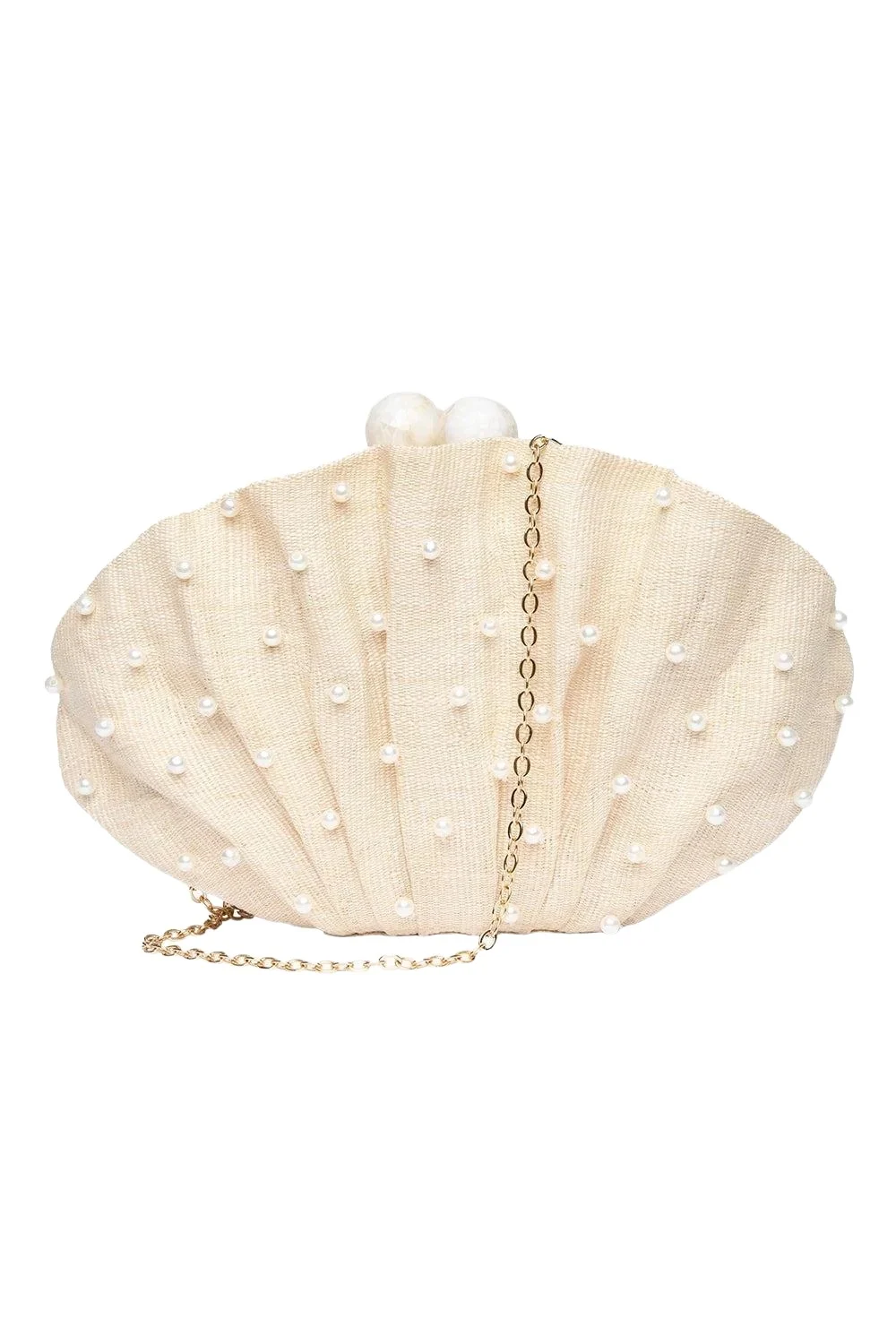 POOLSIDE Origami Scallop Clutch - White Pearl