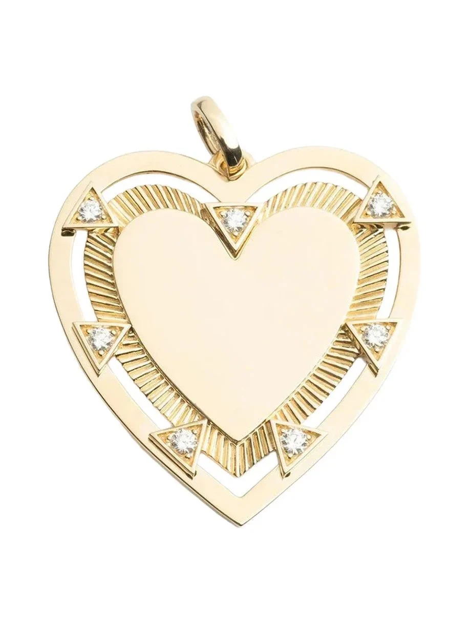 Foundrae Oversize Engraved Heart Pendant