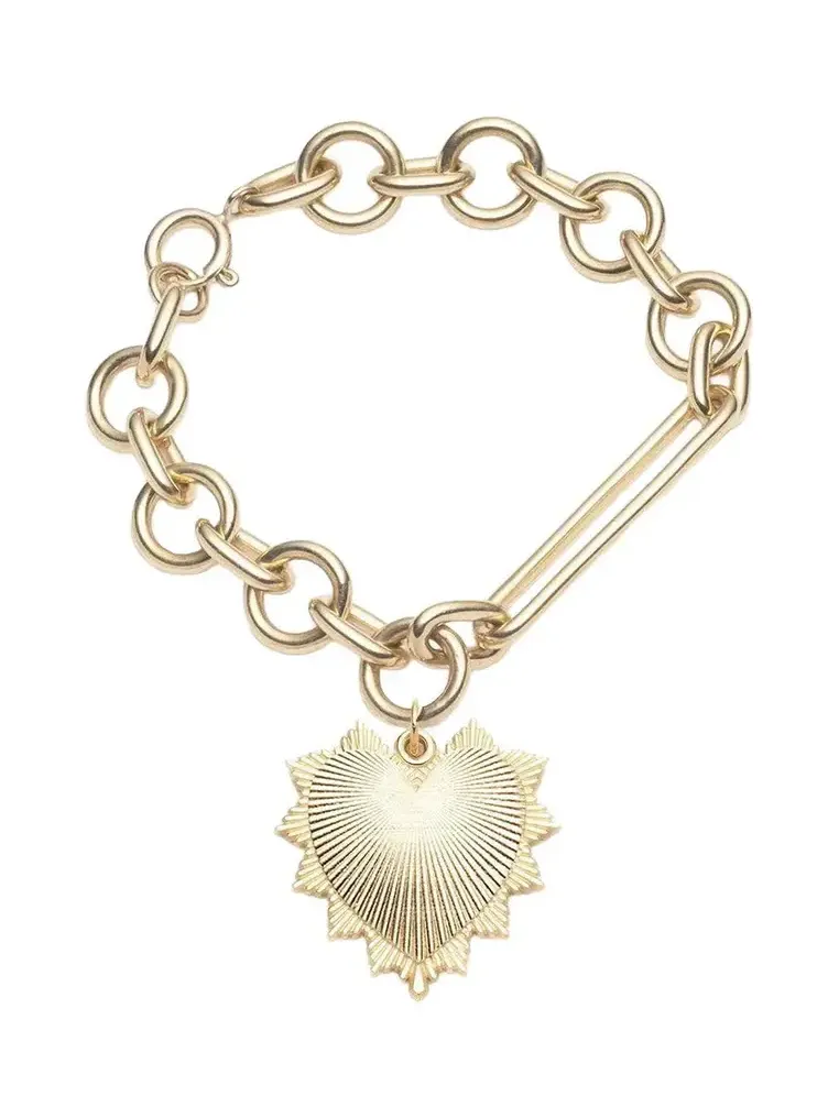 Oversized Heart Token Clip Bracelet