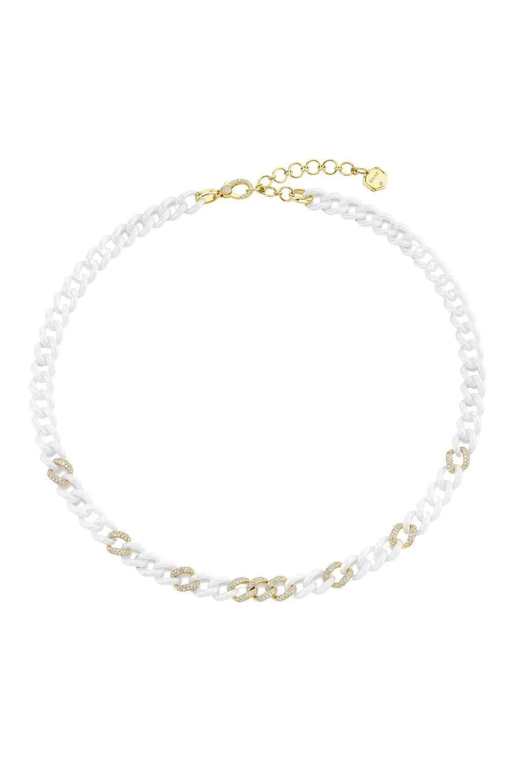 SHAY JEWELRY Pave White Ceramic Medium Link Necklace