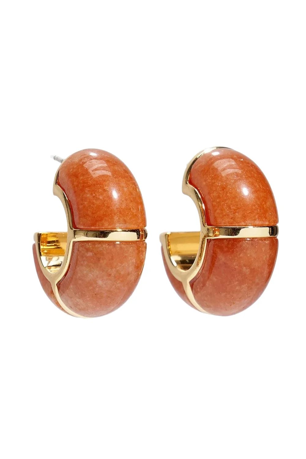 Peach Aventurine Zellige Hoop Earrings Peach Aventurine Zellige Hoop Earrings