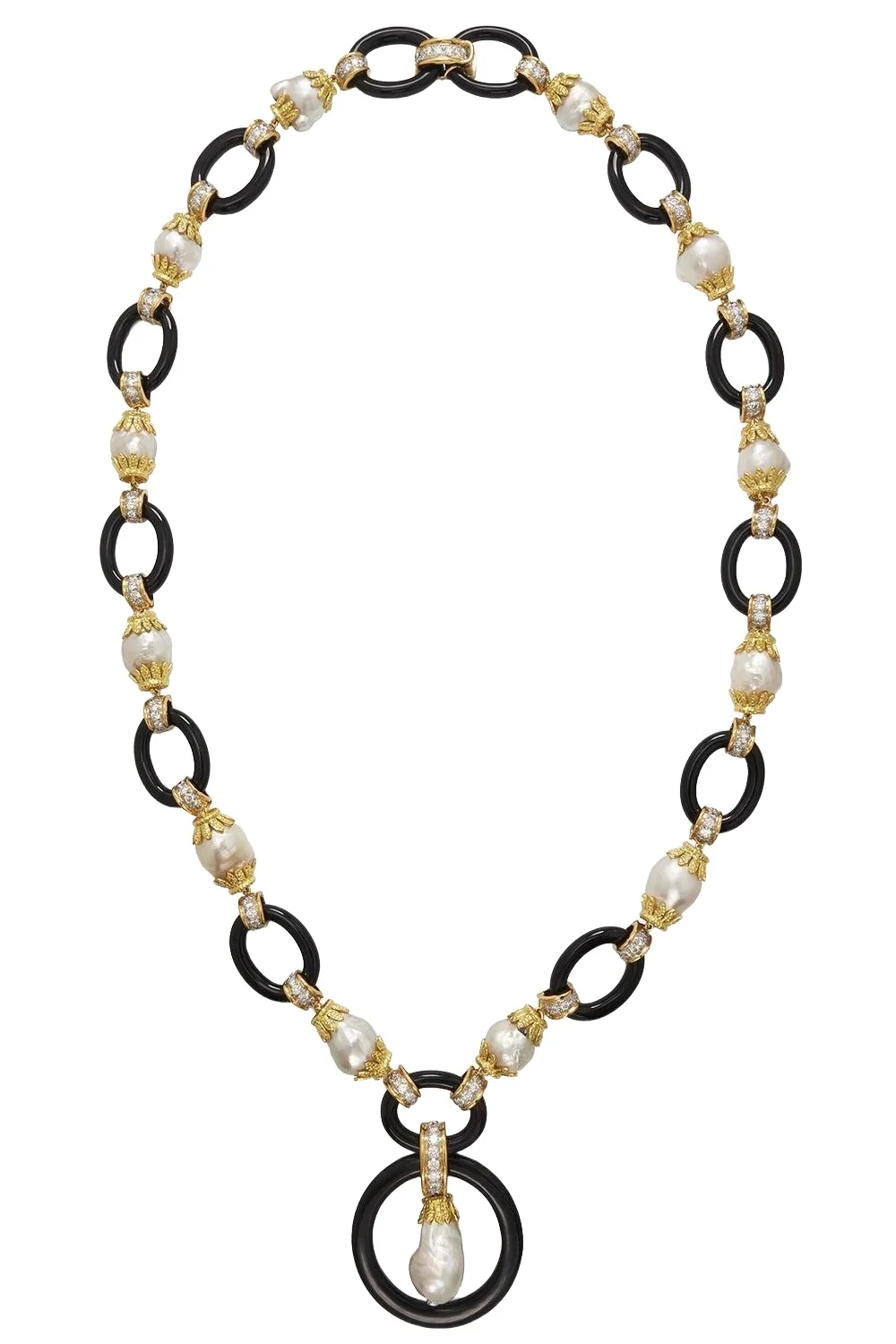 Pearl Black Link Necklace