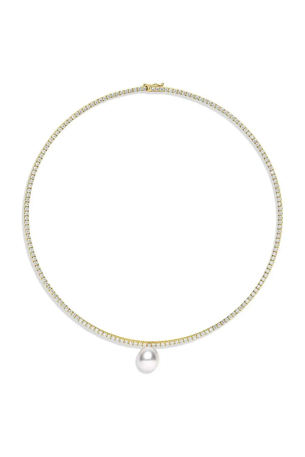 BAGGINS Pearl Drop Diamond Line Necklace