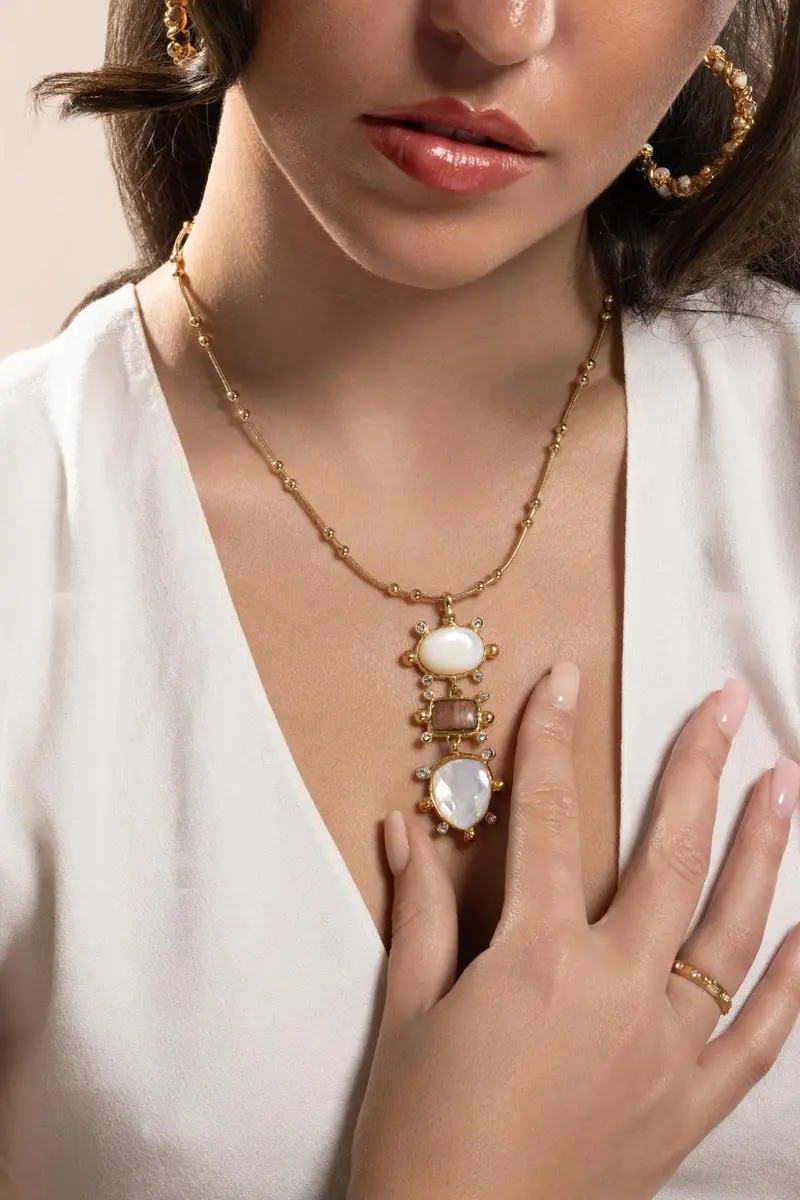 Gas Bijoux Pearl Tiki Three Row Necklace | Thumbnail 2