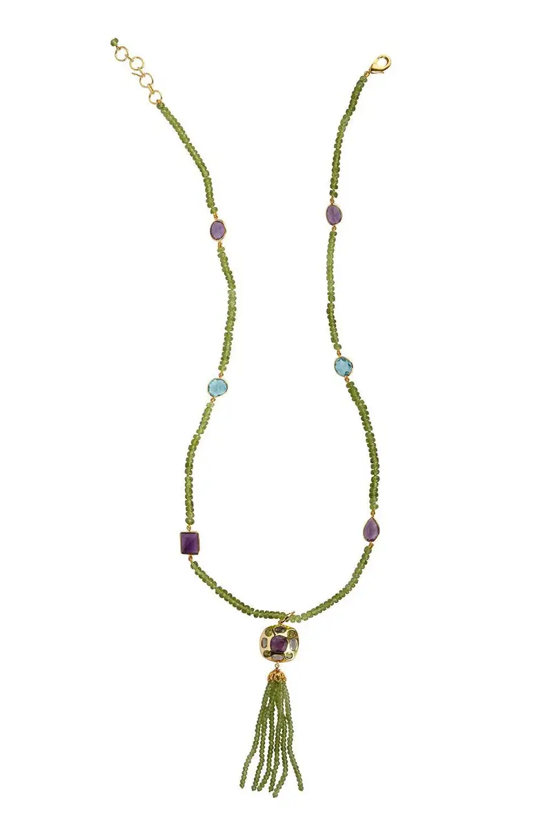BOUNKIT JEWELRY Peridot Amethyst Dominique Necklace | Image 1 BOUNKIT JEWELRY Peridot Amethyst Dominique Necklace | Image 1
