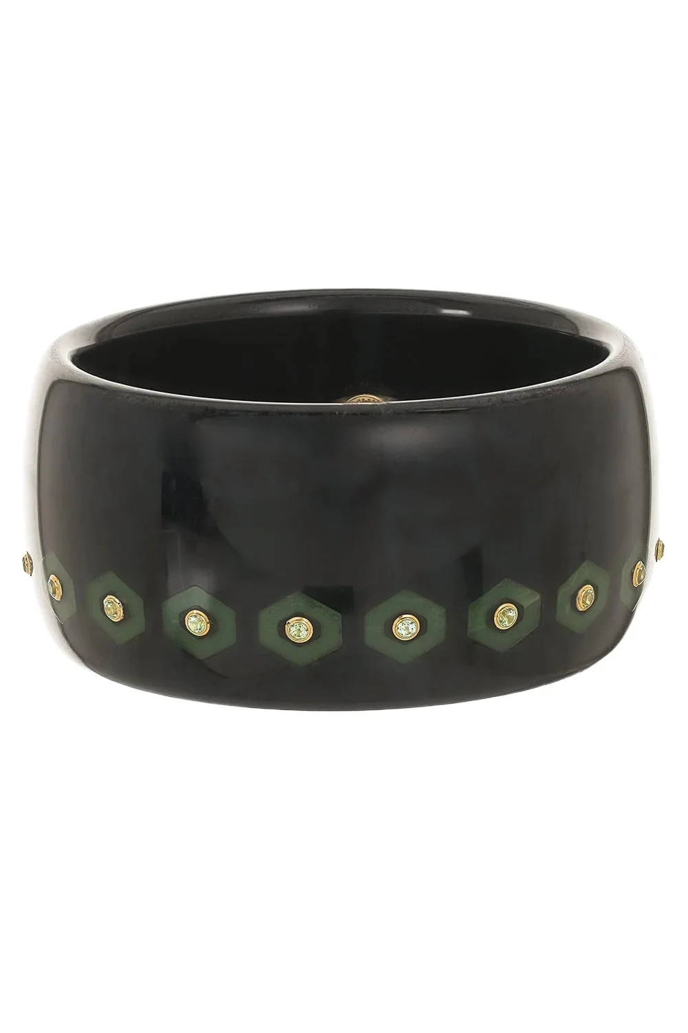 MARK DAVIS Peridot Blue Wide Bakelite Bangle