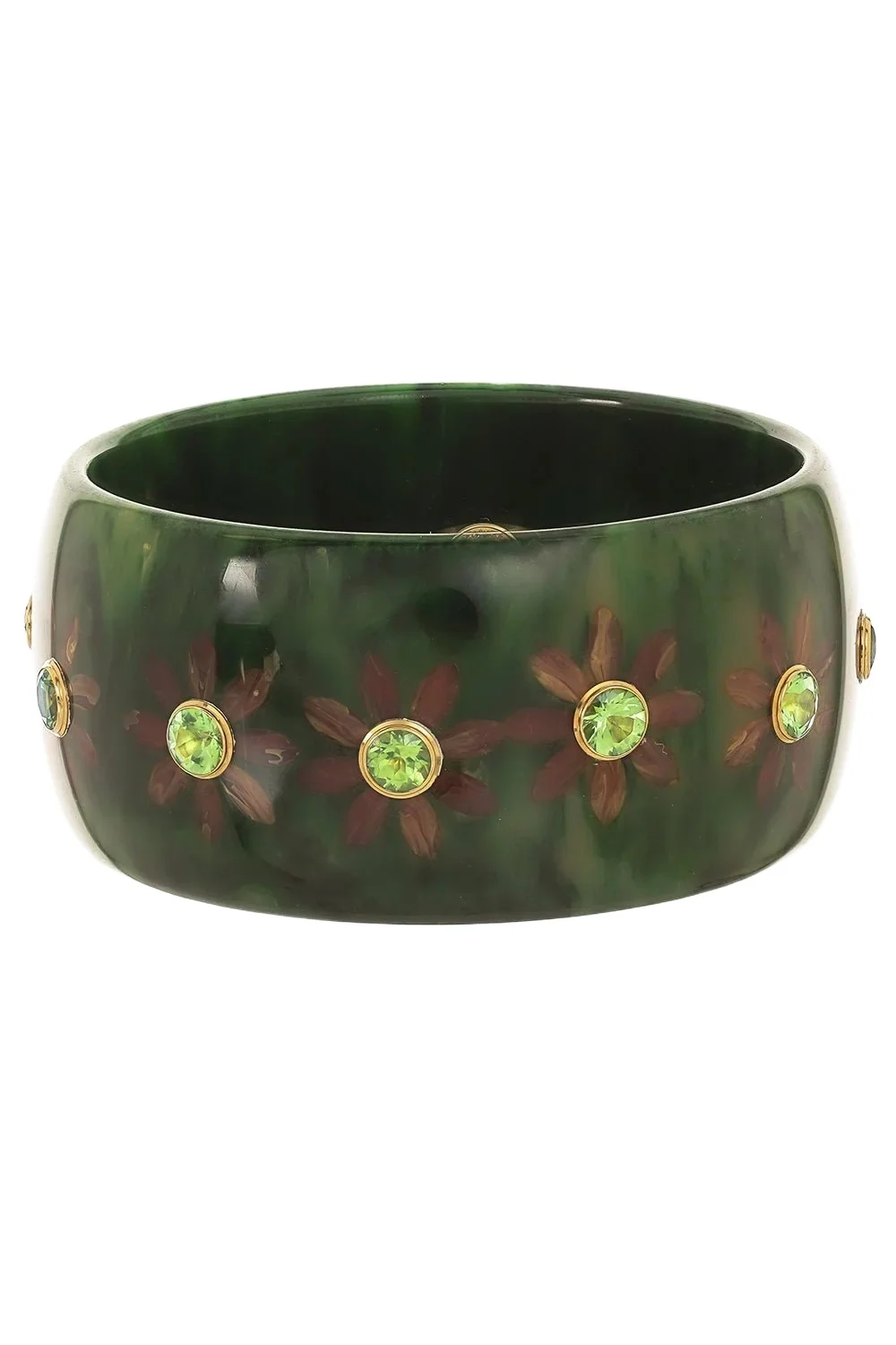 Peridot Flower Green Bakelite Bangle Peridot Flower Green Bakelite Bangle