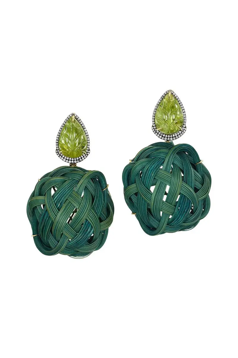 Silvia Furmanovich Peridot Tsavorite Green Bamboo Earrings | Image 1 Silvia Furmanovich Peridot Tsavorite Green Bamboo Earrings | Image 1