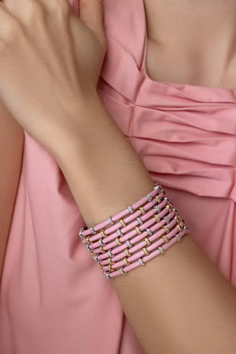 SIDNEY GARBER Pink Carly Bracelet - Yellow Gold | Thumbnail 3