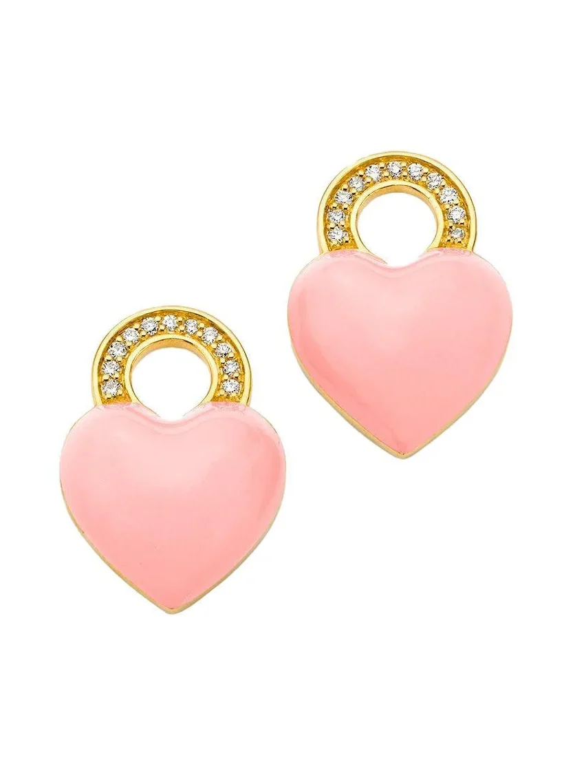 Pink Enamel Heart Earring Charms