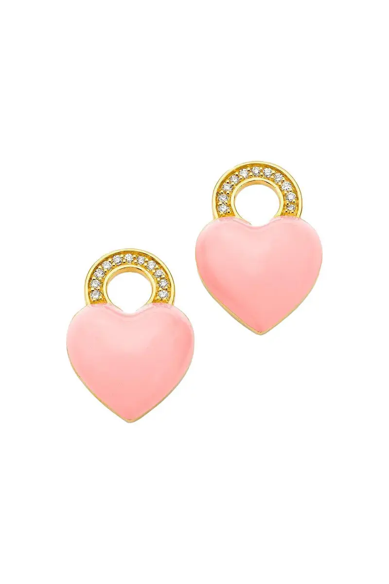 BUDDHA MAMA Pink Enamel Heart Earring Charms | Image 1 BUDDHA MAMA Pink Enamel Heart Earring Charms | Image 1