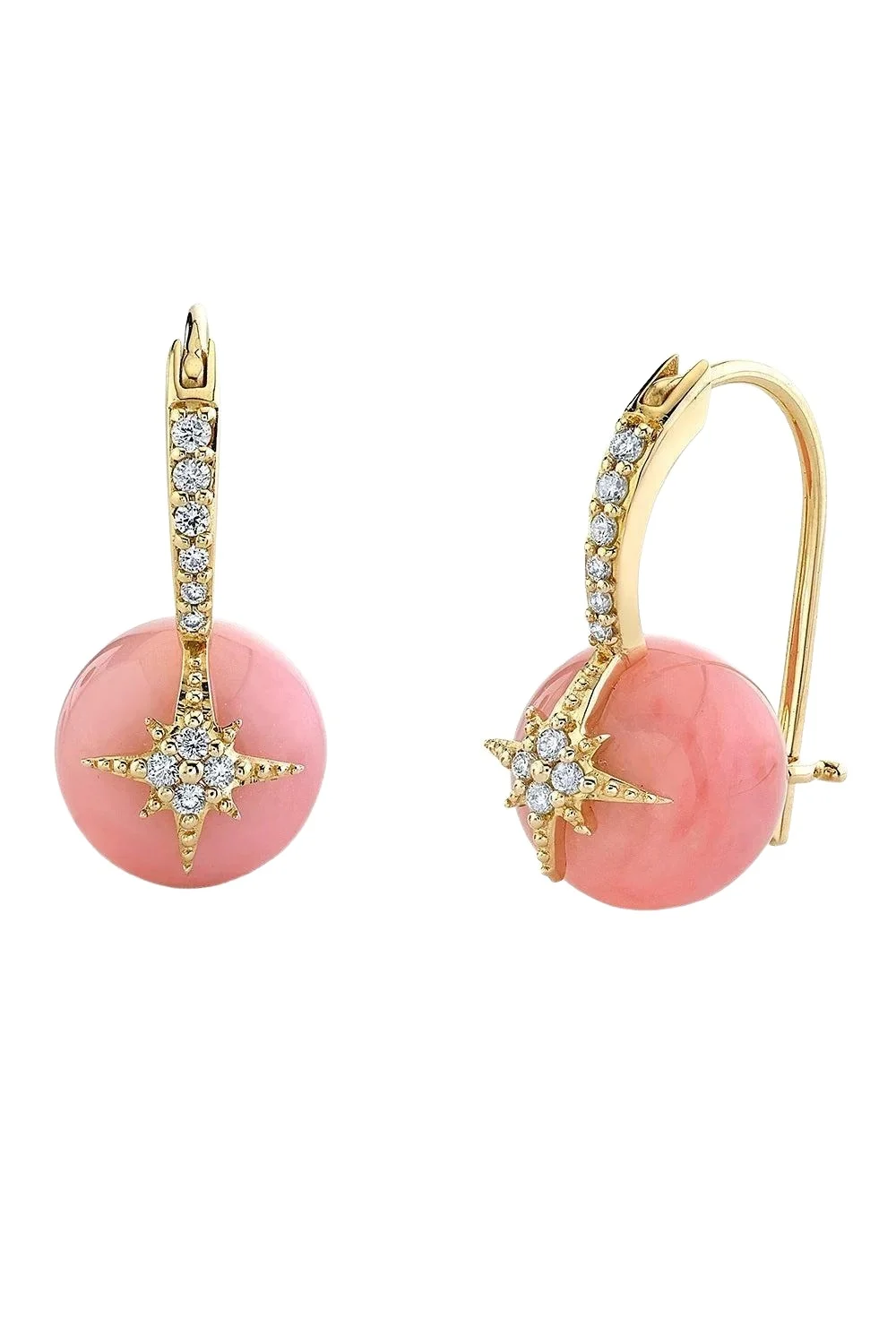 Sydney Evan Pink Opal Mini Starburst Earrings