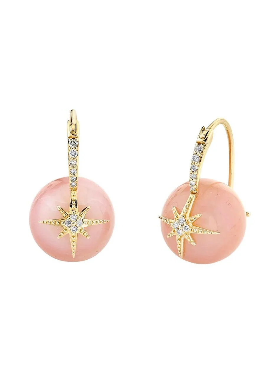 Sydney Evan Pink Opal Starburst Earrings