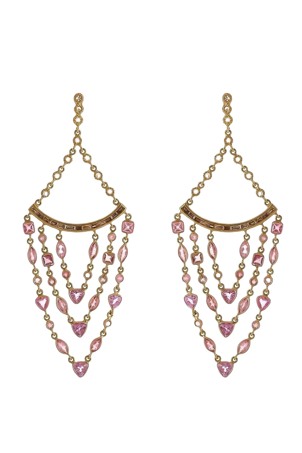 Pink Sapphire Affinity Chain Earrings Pink Sapphire Affinity Chain Earrings