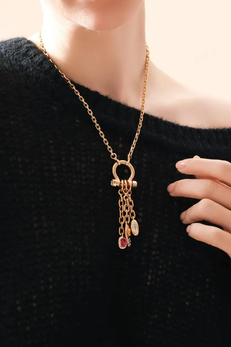 Uniform Object Pink Sapphire Carriage Drop Charm | Thumbnail 2