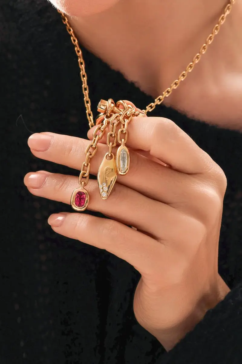 Uniform Object Pink Sapphire Carriage Drop Charm | Thumbnail 3