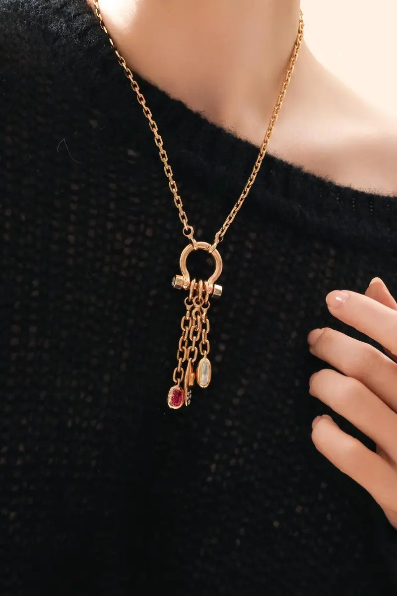 Uniform Object Pink Sapphire Carriage Drop Charm | Thumbnail 4