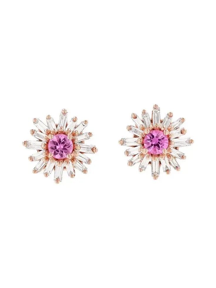 Pink Sapphire Diamond Stud Earrings Pink Sapphire Diamond Stud Earrings