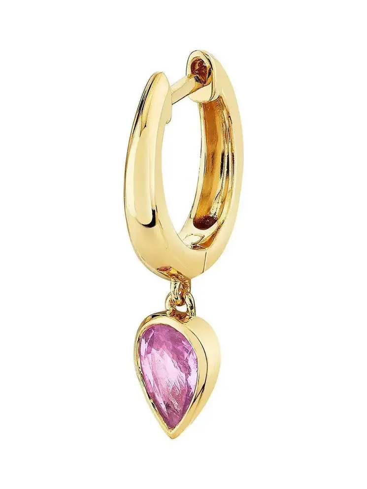 Pink Sapphire Pear Drop Huggie Earring Pink Sapphire Pear Drop Huggie Earring