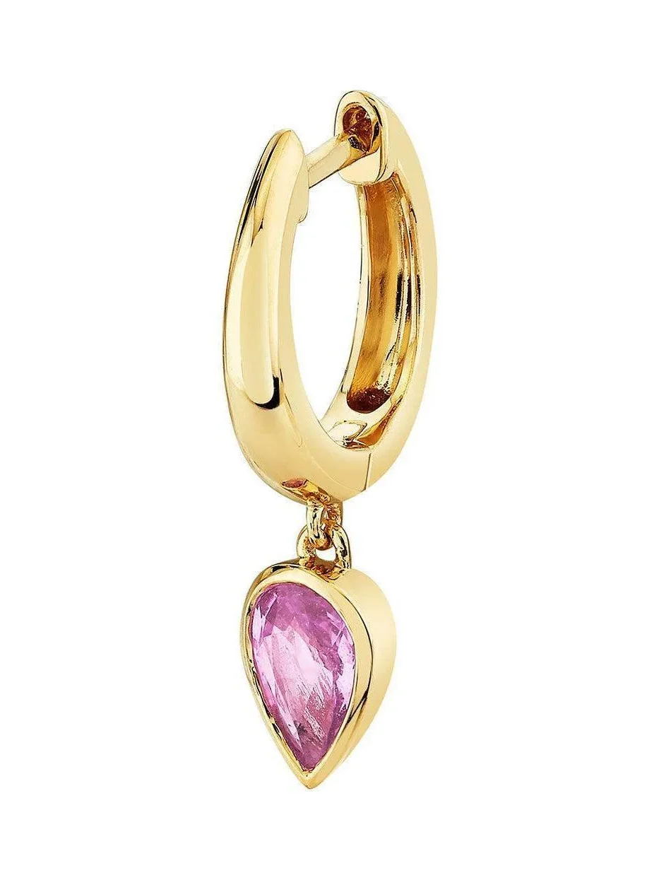 Pink Sapphire Pear Drop Huggie Earring Pink Sapphire Pear Drop Huggie Earring