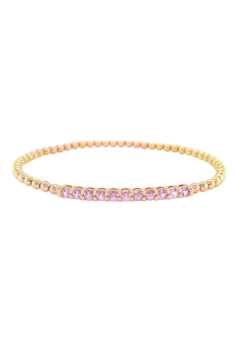 LISA NIK Pink Sapphire Stretch Beaded Bracelet