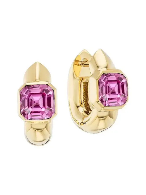 Pink Sapphire Tusk Huggie Earrings Pink Sapphire Tusk Huggie Earrings