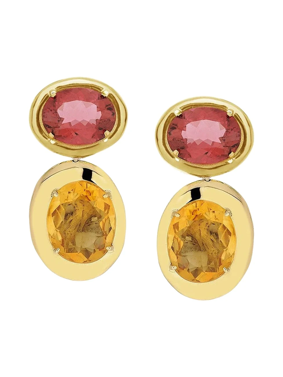 Pink Tourmaline Citrine Rock Class Earrings