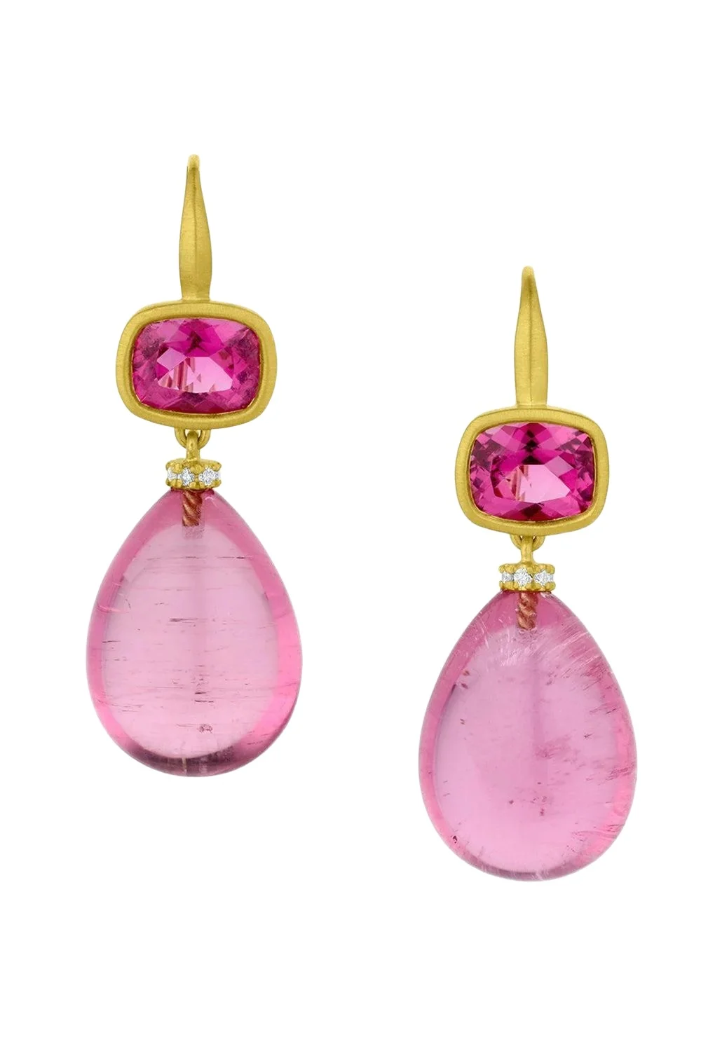 LEIGH MAXWELL Pink Tourmaline Gemmy Drop Earrings