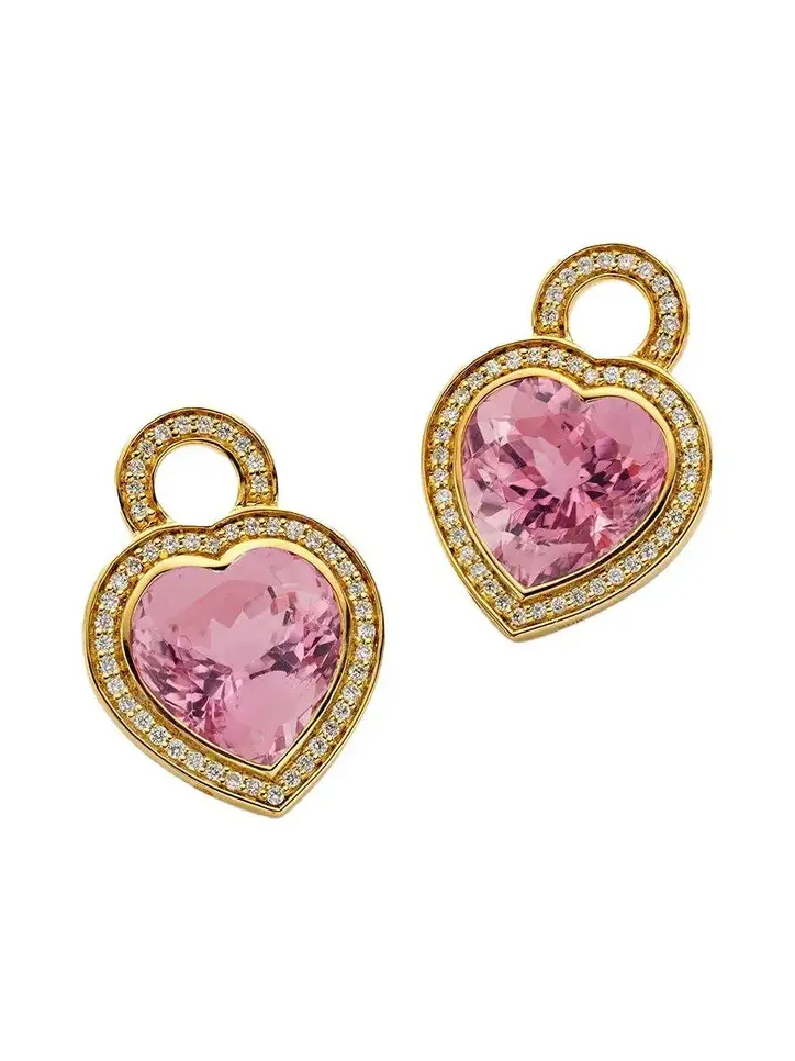 Pink Tourmaline Heart Earring Charms Pink Tourmaline Heart Earring Charms